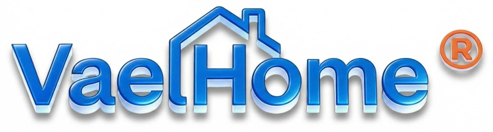 VaelHome brand logo, blue and white 3D design with registered trademark symbol